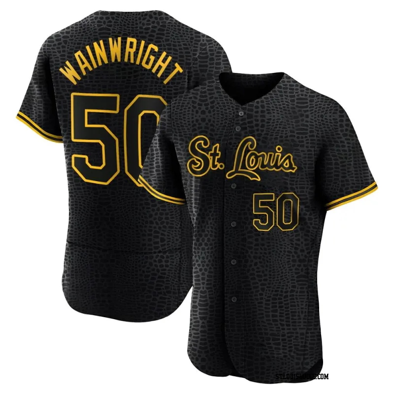 Men's St. Louis Cardinals Adam Wainwright Authentic Black Snake Skin City Jersey