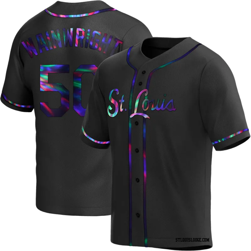 Men's St. Louis Cardinals Adam Wainwright Replica Black Holographic Alternate Jersey