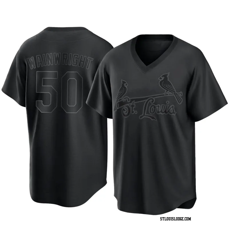 Men's St. Louis Cardinals Adam Wainwright Replica Black Pitch Fashion Jersey