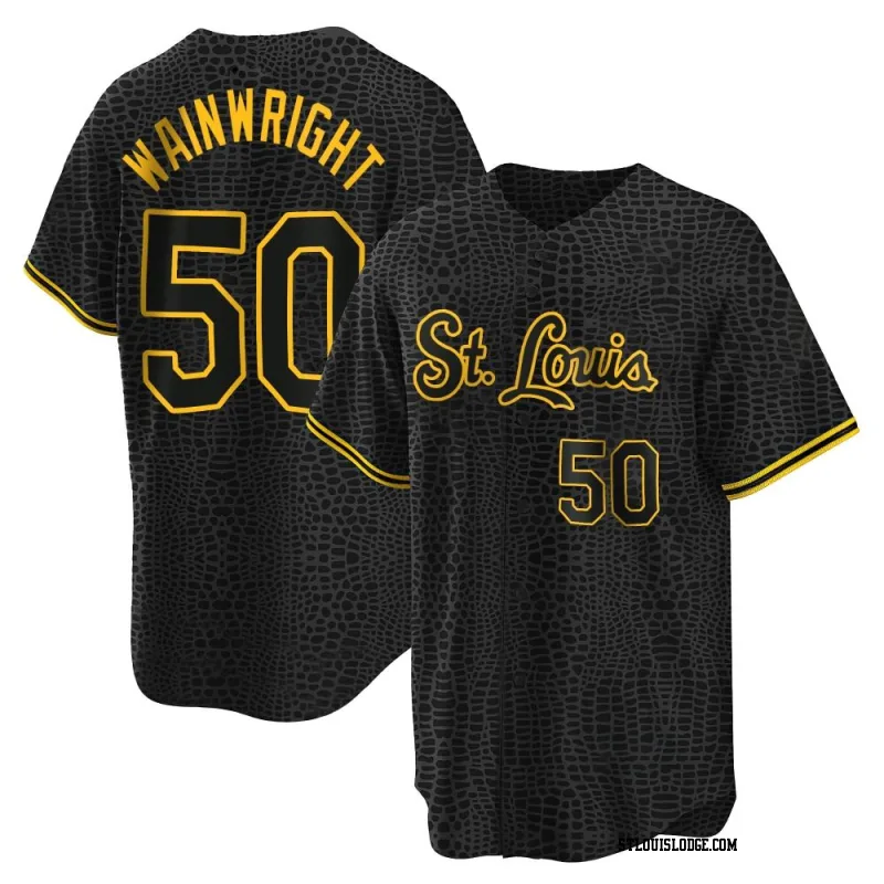 Men's St. Louis Cardinals Adam Wainwright Replica Black Snake Skin City Jersey