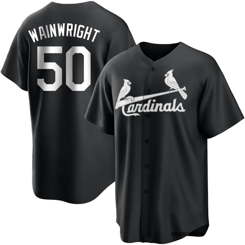 Men's St. Louis Cardinals Adam Wainwright Replica Black/White Jersey