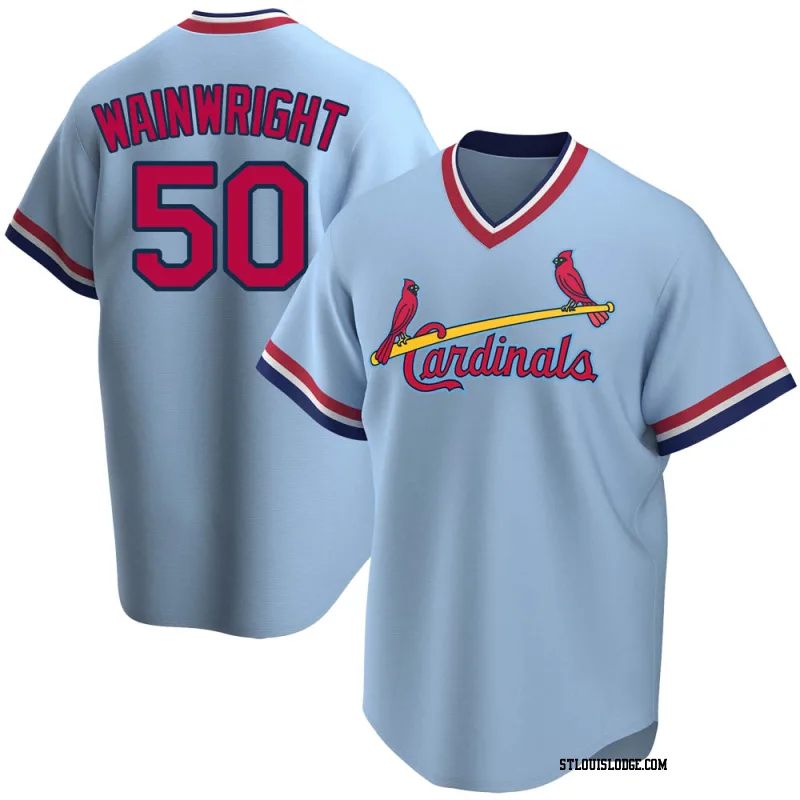 Men's St. Louis Cardinals Adam Wainwright Replica Light Blue Road Cooperstown Collection Jersey