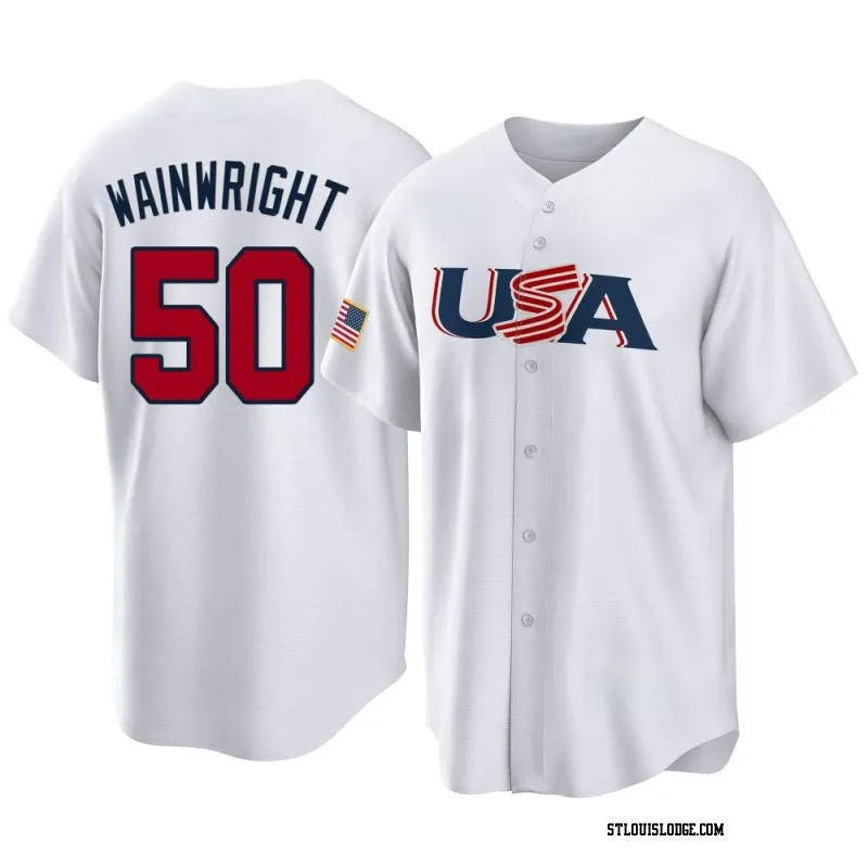 Men's St. Louis Cardinals Adam Wainwright Replica White USA Baseball 2023 World Baseball Classic Jersey