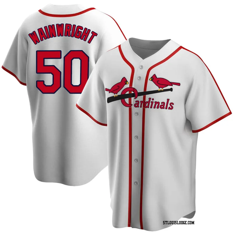 Men's St. Louis Cardinals Adam Wainwright White Home Cooperstown Collection Jersey