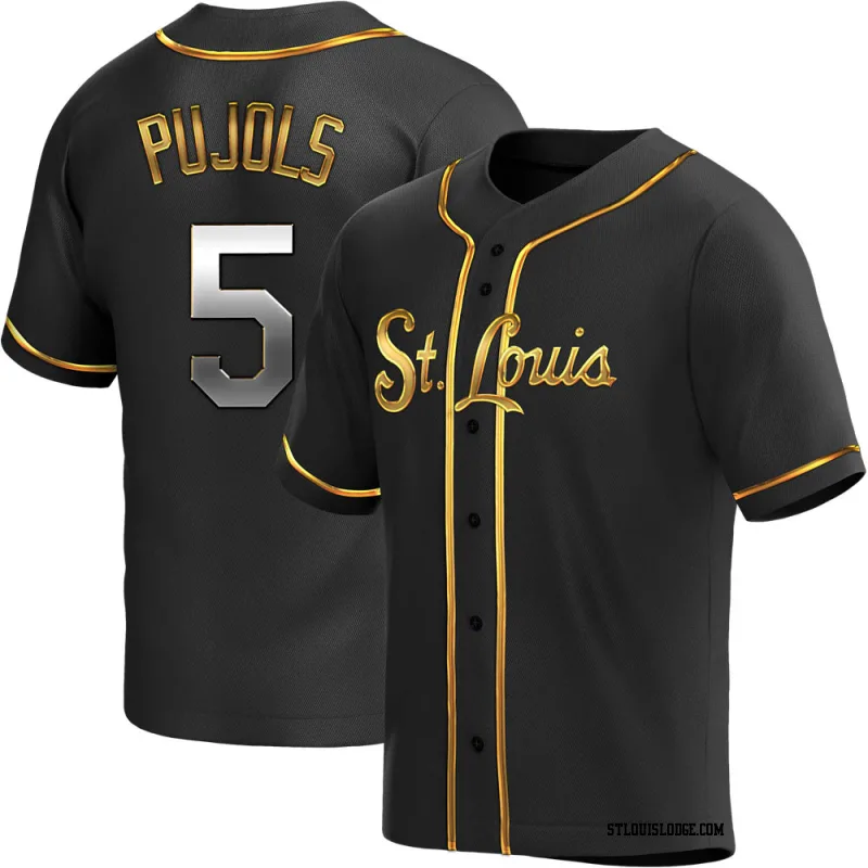 Men's St. Louis Cardinals Albert Pujols Replica Black Golden Alternate Jersey