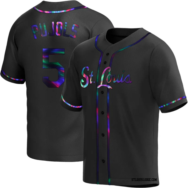 Men's St. Louis Cardinals Albert Pujols Replica Black Holographic Alternate Jersey