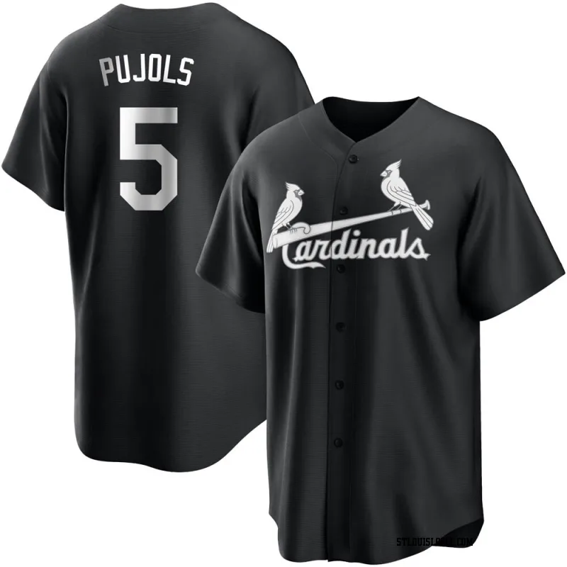 Men's St. Louis Cardinals Albert Pujols Replica Black/White Jersey