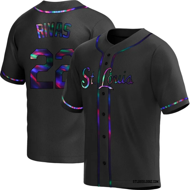 Men's St. Louis Cardinals Alfonso Rivas Replica Black Holographic Alternate Jersey