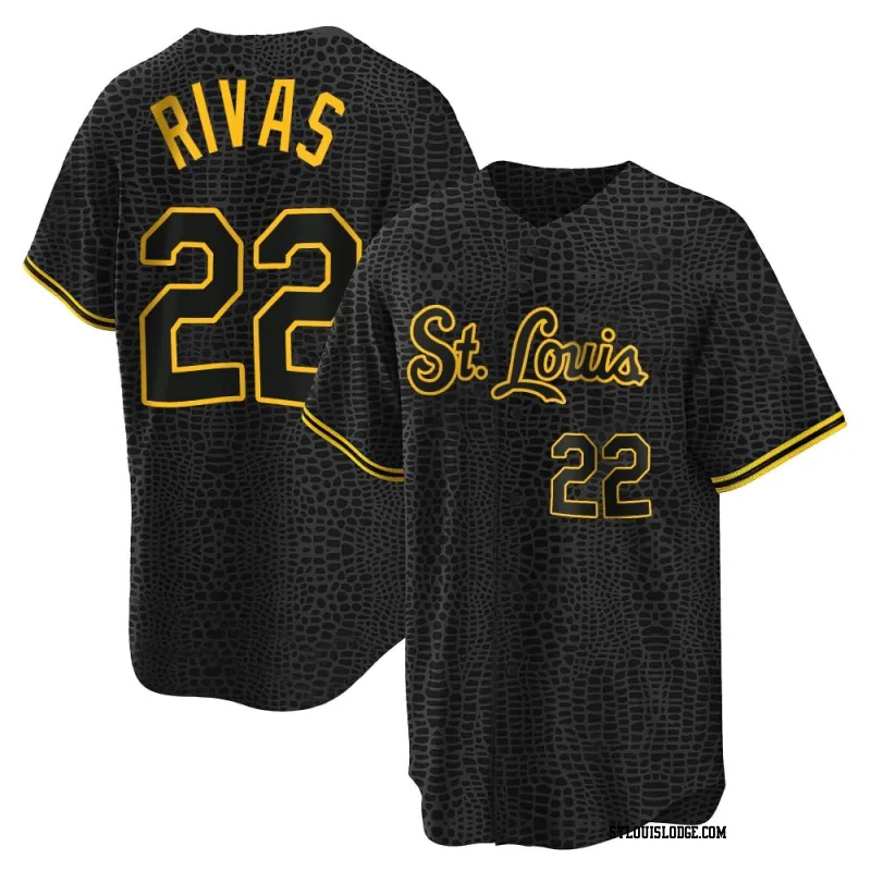 Men's St. Louis Cardinals Alfonso Rivas Replica Black Snake Skin City Jersey