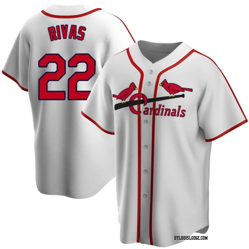 Men's St. Louis Cardinals Alfonso Rivas White Home Cooperstown Collection Jersey