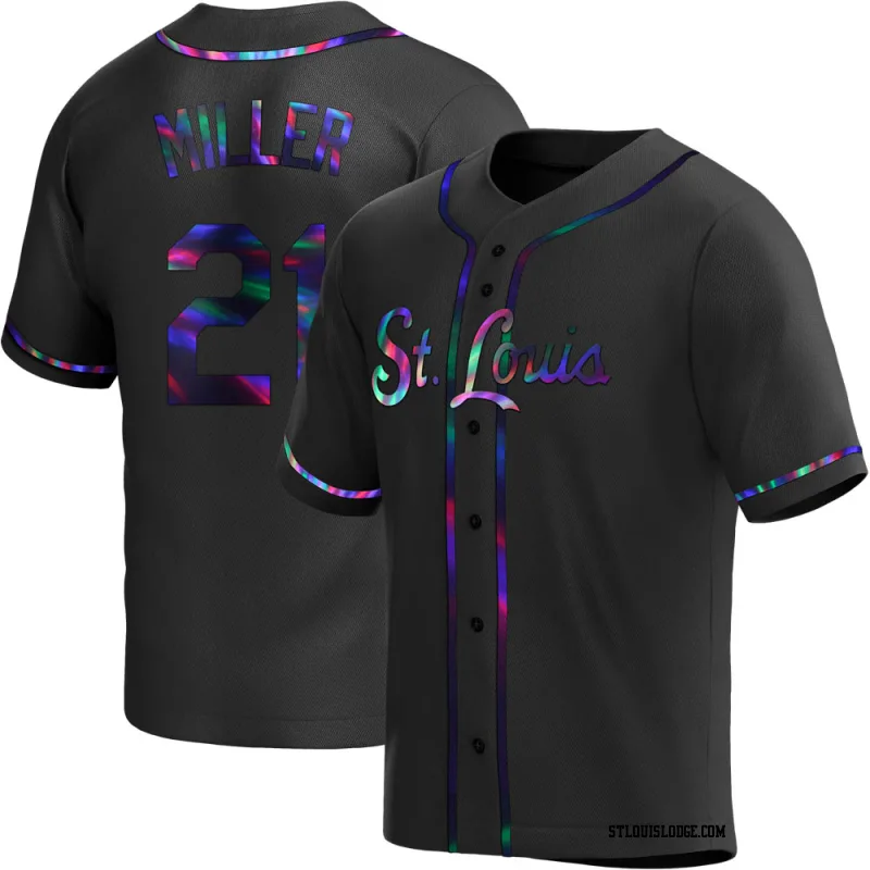 Men's St. Louis Cardinals Andrew Miller Replica Black Holographic Alternate Jersey