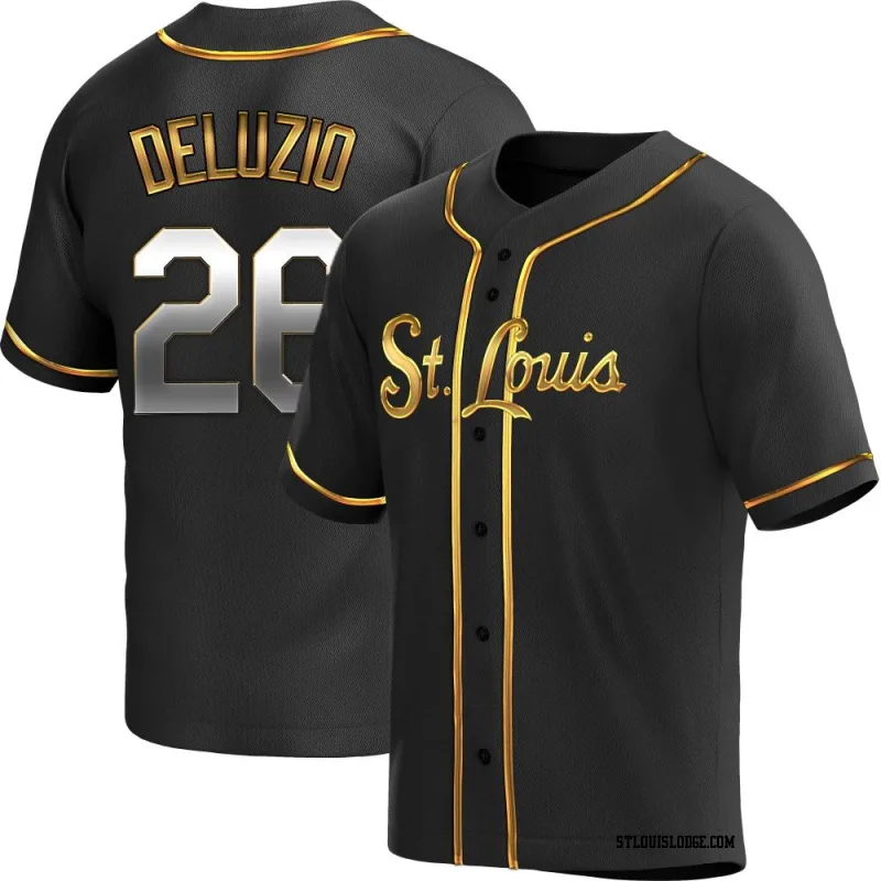 Men's St. Louis Cardinals Ben DeLuzio Replica Black Golden Alternate Jersey