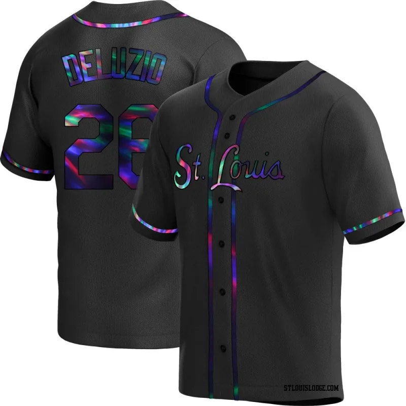 Men's St. Louis Cardinals Ben DeLuzio Replica Black Holographic Alternate Jersey