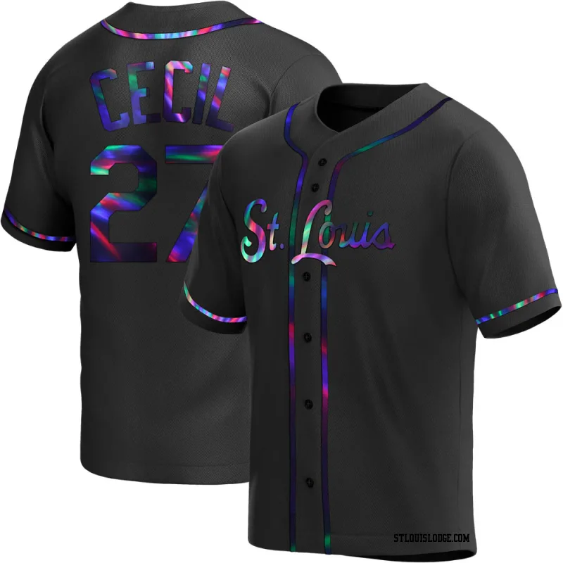 Men's St. Louis Cardinals Brett Cecil Replica Black Holographic Alternate Jersey