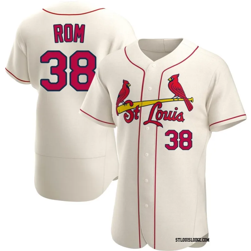 Men's St. Louis Cardinals Drew Rom Authentic Cream Alternate Jersey