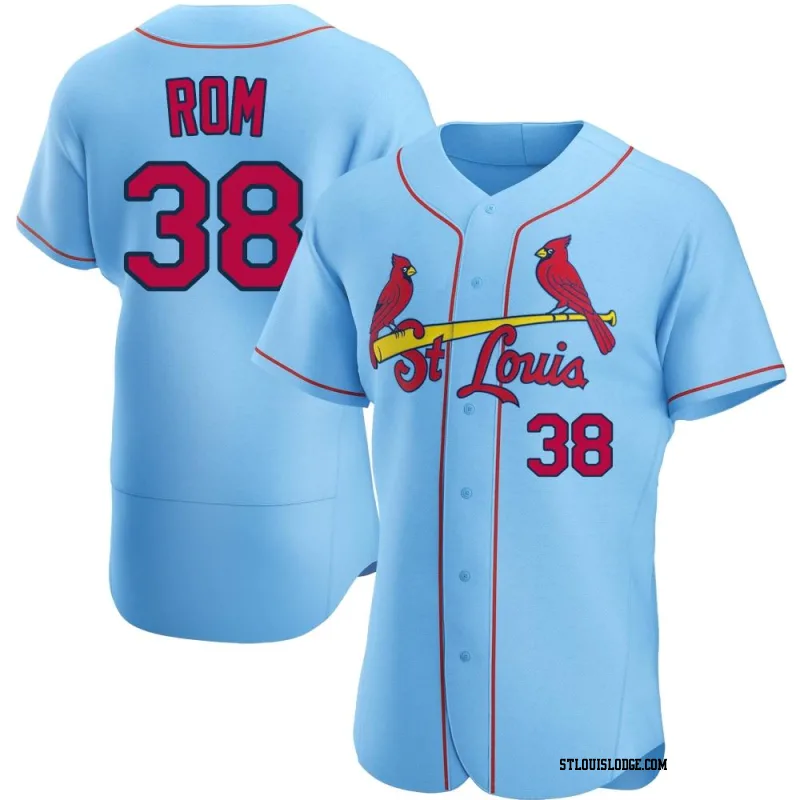 Men's St. Louis Cardinals Drew Rom Authentic Light Blue Alternate Jersey