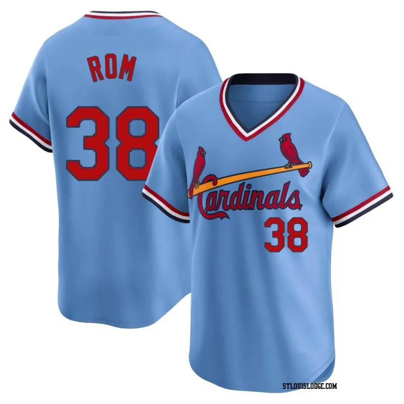 Men's St. Louis Cardinals Drew Rom Limited Light Blue Cooperstown Collection Jersey