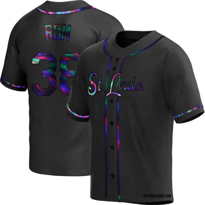 Men's St. Louis Cardinals Drew Rom Replica Black Holographic Alternate Jersey