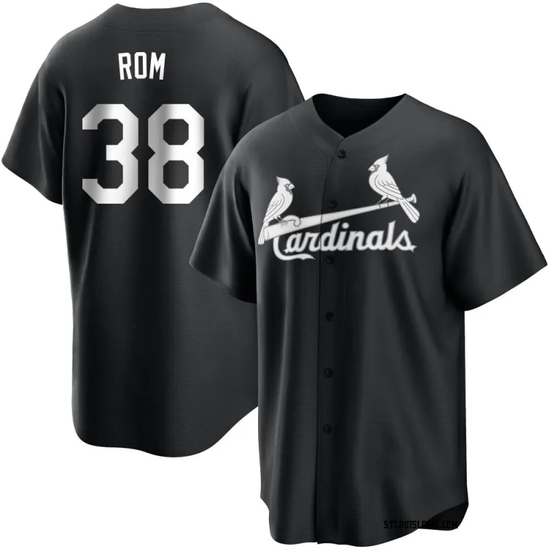 Men's St. Louis Cardinals Drew Rom Replica Black/White Jersey