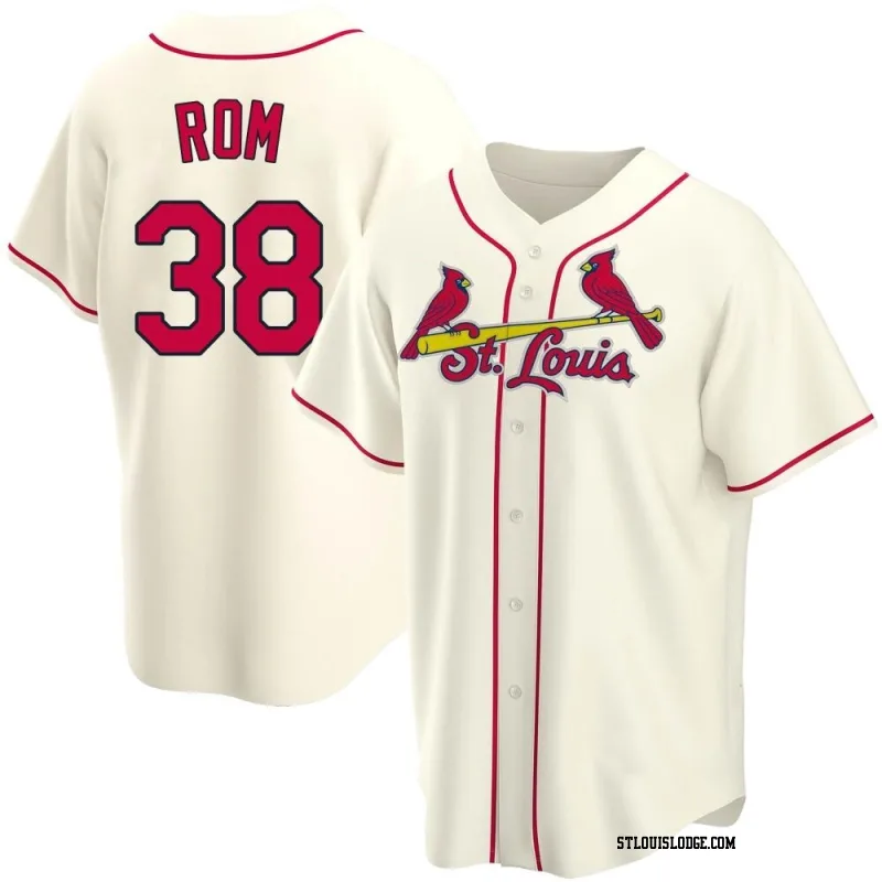 Men's St. Louis Cardinals Drew Rom Replica Cream Alternate Jersey