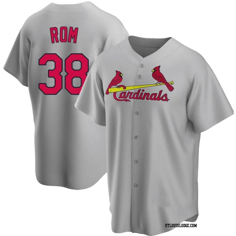 Men's St. Louis Cardinals Drew Rom Replica Gray Road Jersey