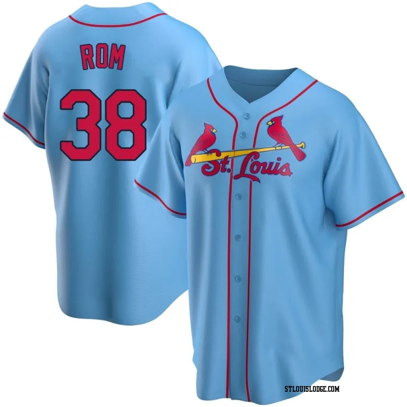 Men's St. Louis Cardinals Drew Rom Replica Light Blue Alternate Jersey