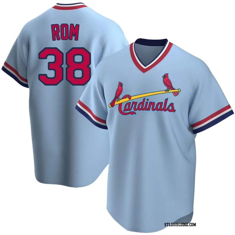 Men's St. Louis Cardinals Drew Rom Replica Light Blue Road Cooperstown Collection Jersey