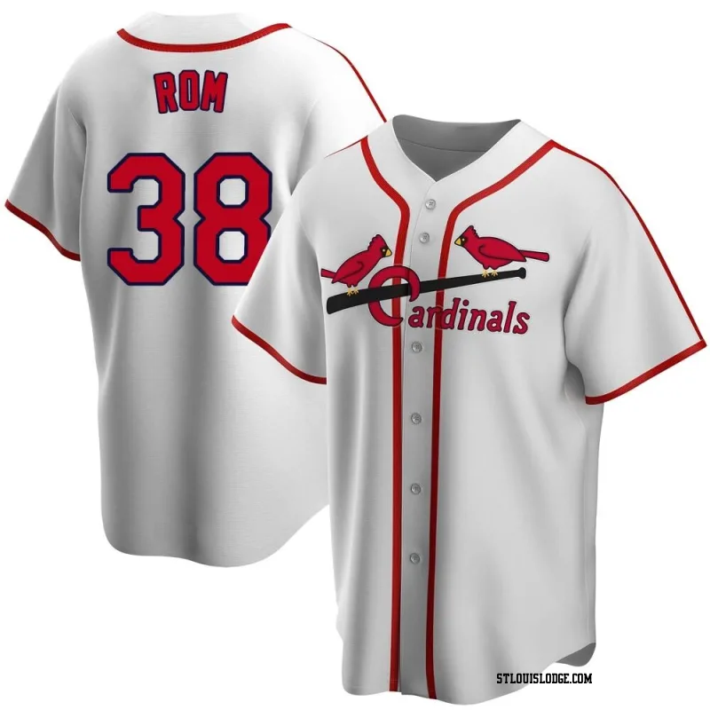 Men's St. Louis Cardinals Drew Rom White Home Cooperstown Collection Jersey