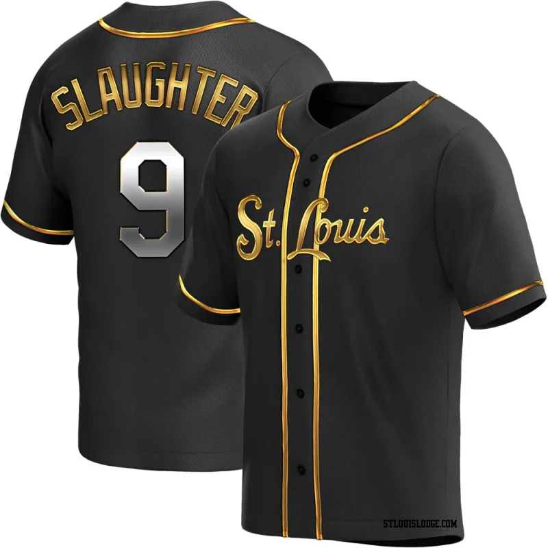 Men's St. Louis Cardinals Enos Slaughter Replica Black Golden Alternate Jersey