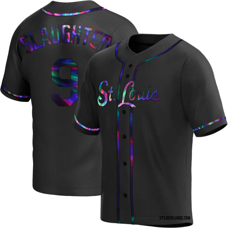 Men's St. Louis Cardinals Enos Slaughter Replica Black Holographic Alternate Jersey