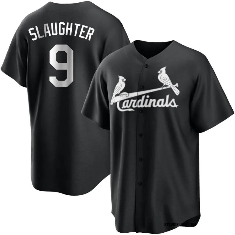 Men's St. Louis Cardinals Enos Slaughter Replica Black/White Jersey