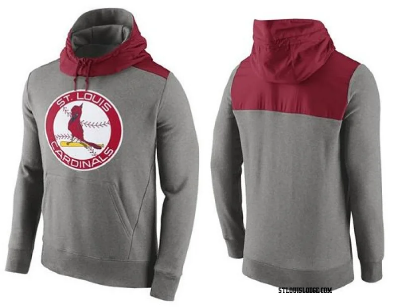 Men's St. Louis Cardinals Gray Cooperstown Collection Hybrid Pullover Hoodie