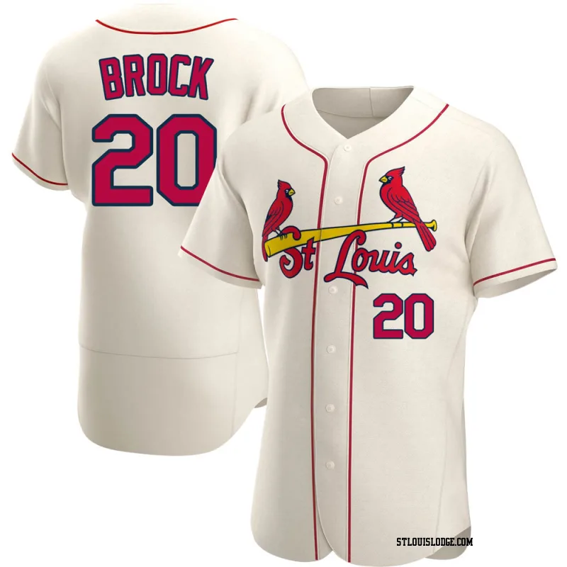 Men's St. Louis Cardinals Lou Brock Authentic Cream Alternate Jersey