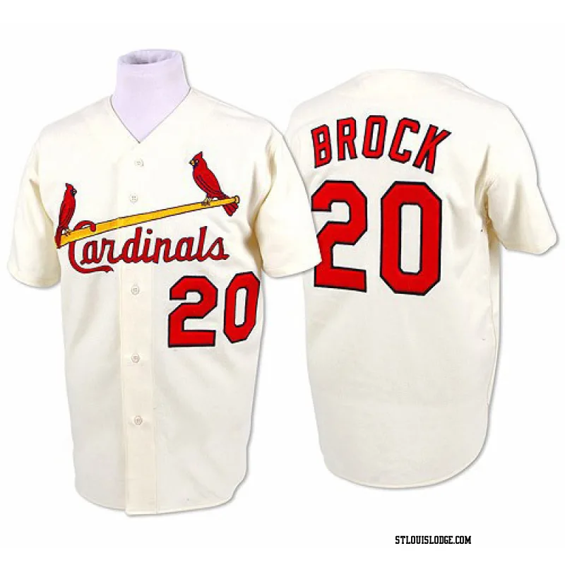 Men's St. Louis Cardinals Lou Brock Replica Cream Throwback Jersey