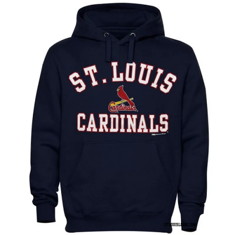 Men's St. Louis Cardinals Navy Blue Stitches Fastball Fleece Pullover Hoodie