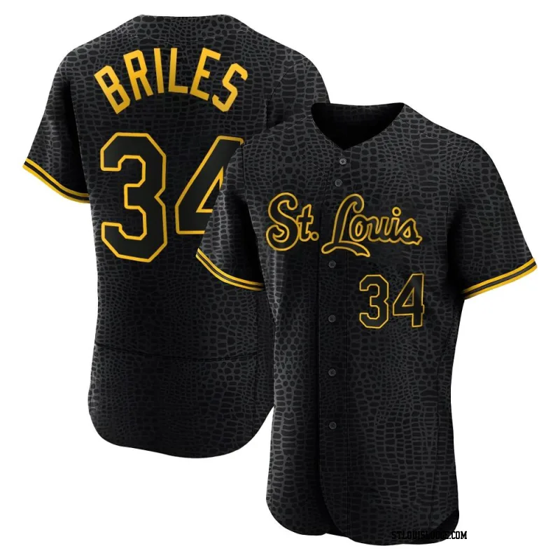 Men's St. Louis Cardinals Nelson Briles Authentic Black Snake Skin City Jersey