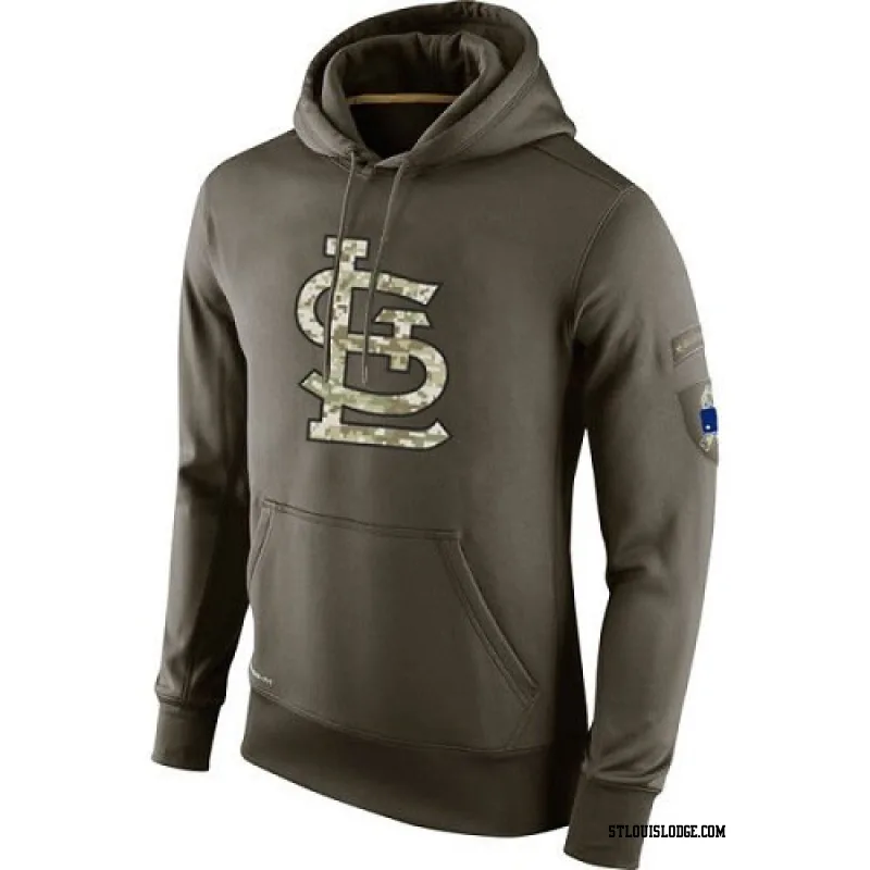 Men's St. Louis Cardinals Olive Salute To Service KO Performance Hoodie