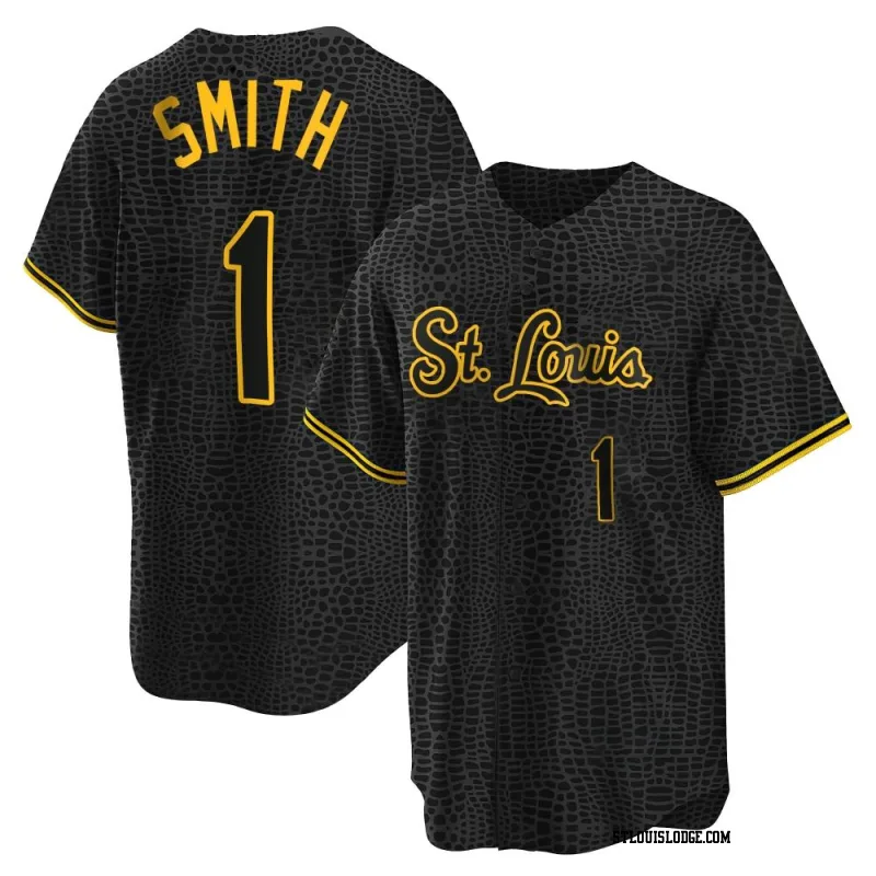 Men's St. Louis Cardinals Ozzie Smith Replica Black Snake Skin City Jersey