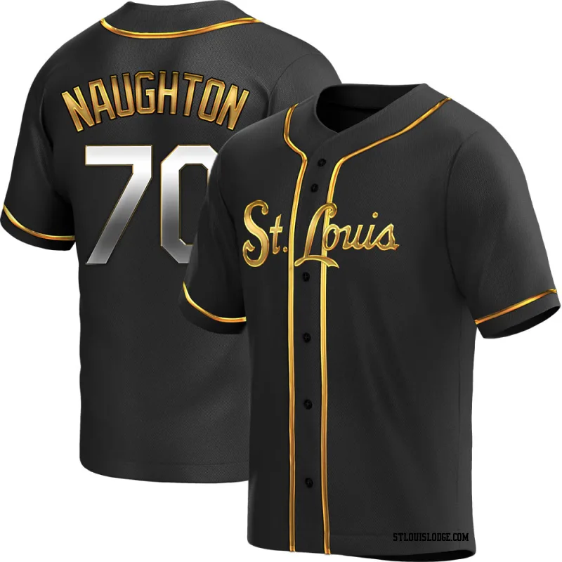 Men's St. Louis Cardinals Packy Naughton Replica Black Golden Alternate Jersey