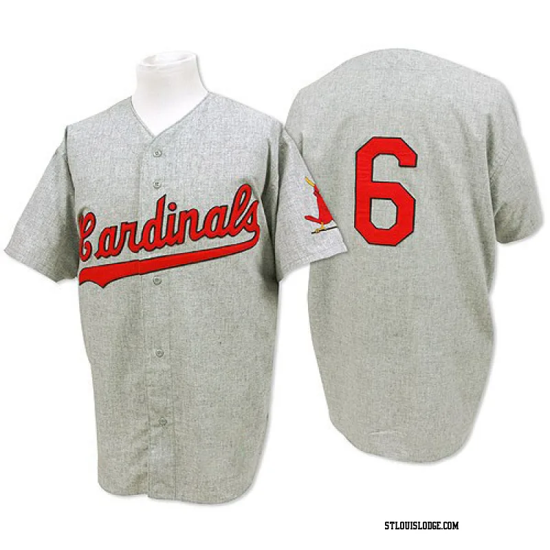 Men's St. Louis Cardinals Stan Musial Authentic Grey 1956 Throwback Jersey