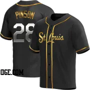 Men's St. Louis Cardinals Vada Pinson Replica Black Golden Alternate Jersey