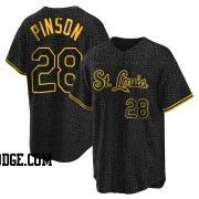 Men's St. Louis Cardinals Vada Pinson Replica Black Snake Skin City Jersey