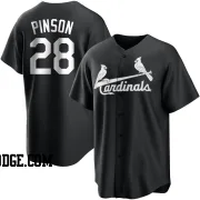 Men's St. Louis Cardinals Vada Pinson Replica Black/White Jersey