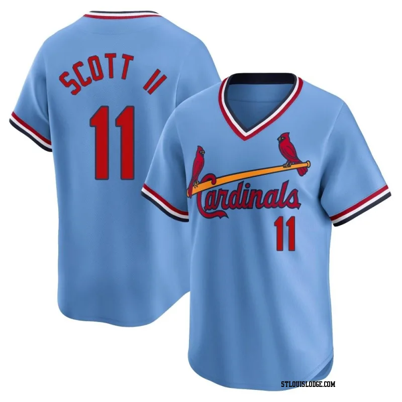 Men's St. Louis Cardinals Victor Scott II Limited Light Blue Cooperstown Collection Jersey