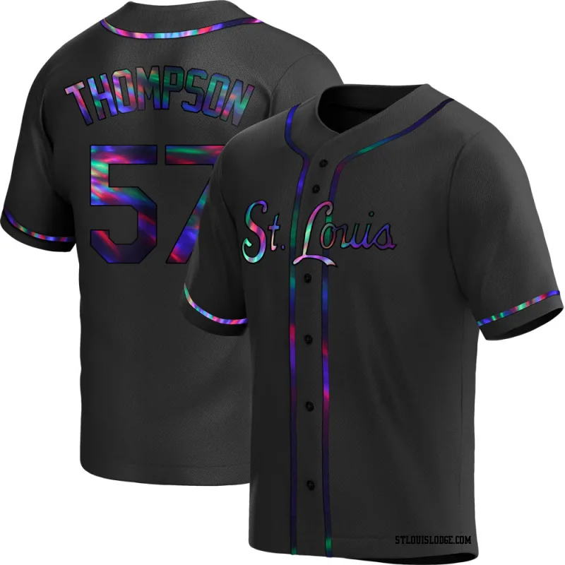 Men's St. Louis Cardinals Zack Thompson Replica Black Holographic Alternate Jersey