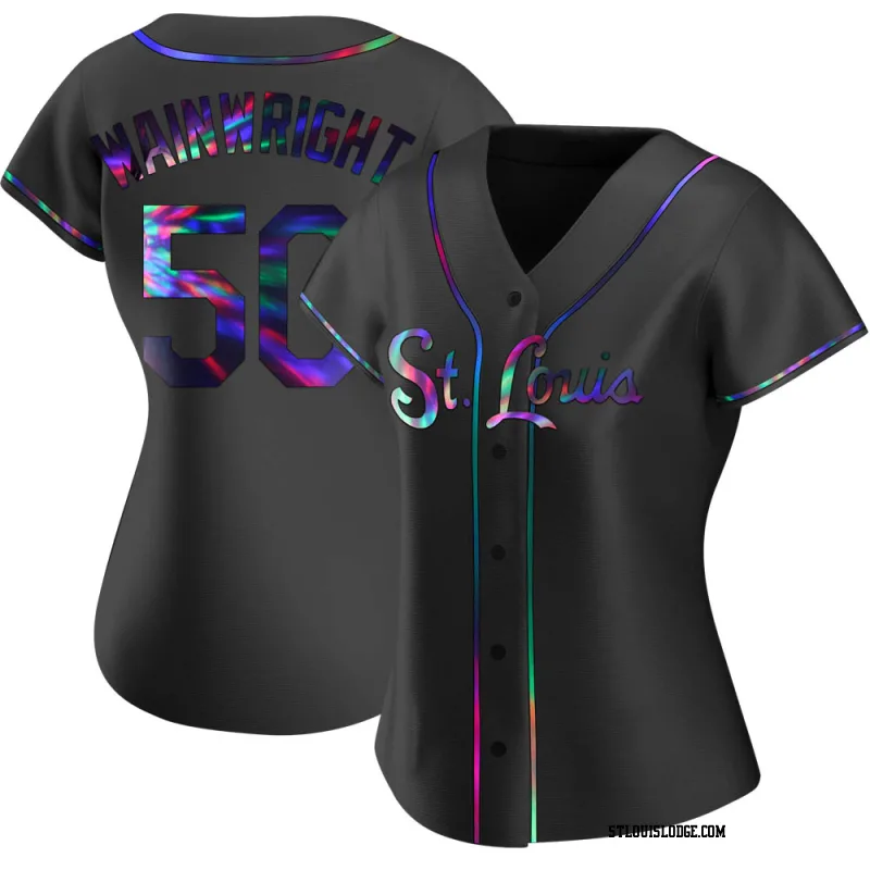 Women's St. Louis Cardinals Adam Wainwright Replica Black Holographic Alternate Jersey