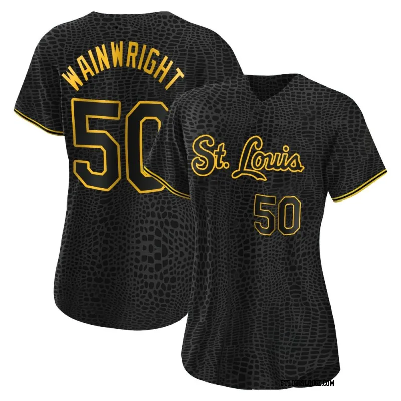 Women's St. Louis Cardinals Adam Wainwright Replica Black Snake Skin City Jersey