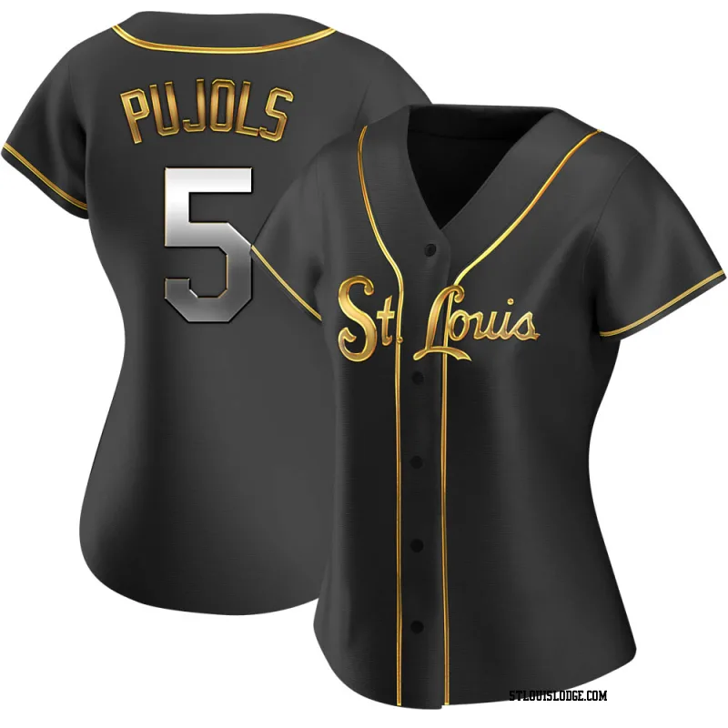 Women's St. Louis Cardinals Albert Pujols Replica Black Golden Alternate Jersey