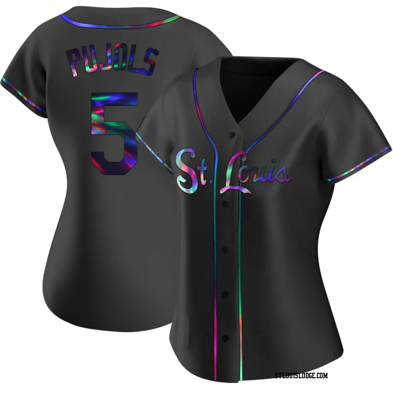 Women's St. Louis Cardinals Albert Pujols Replica Black Holographic Alternate Jersey