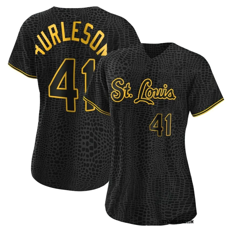 Women's St. Louis Cardinals Alec Burleson Authentic Black Snake Skin City Jersey